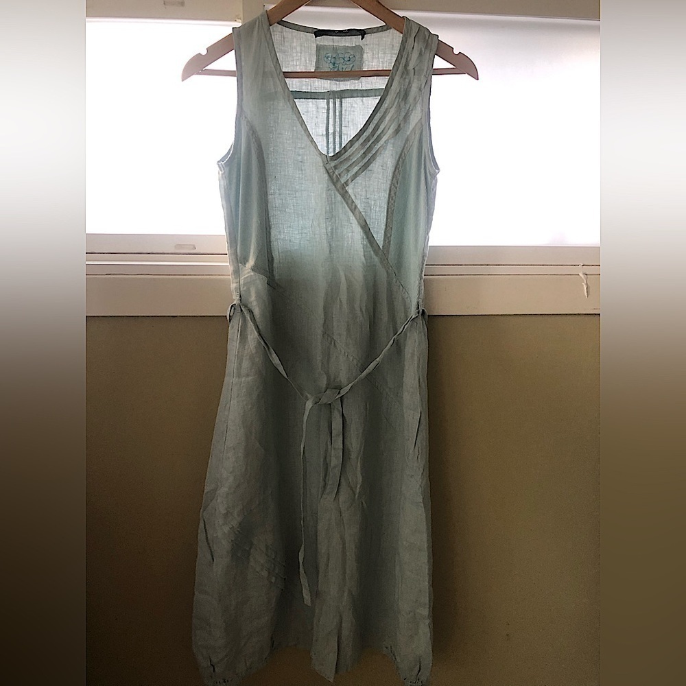 YEST 100% linen powder blue dress